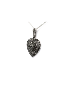 Pendentif Années 50 en argent serti de marcassites - 2