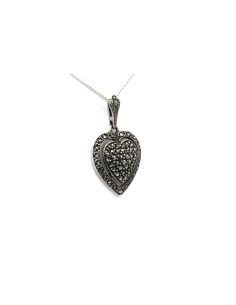 Pendentif Années 50 en argent serti de marcassites - 3