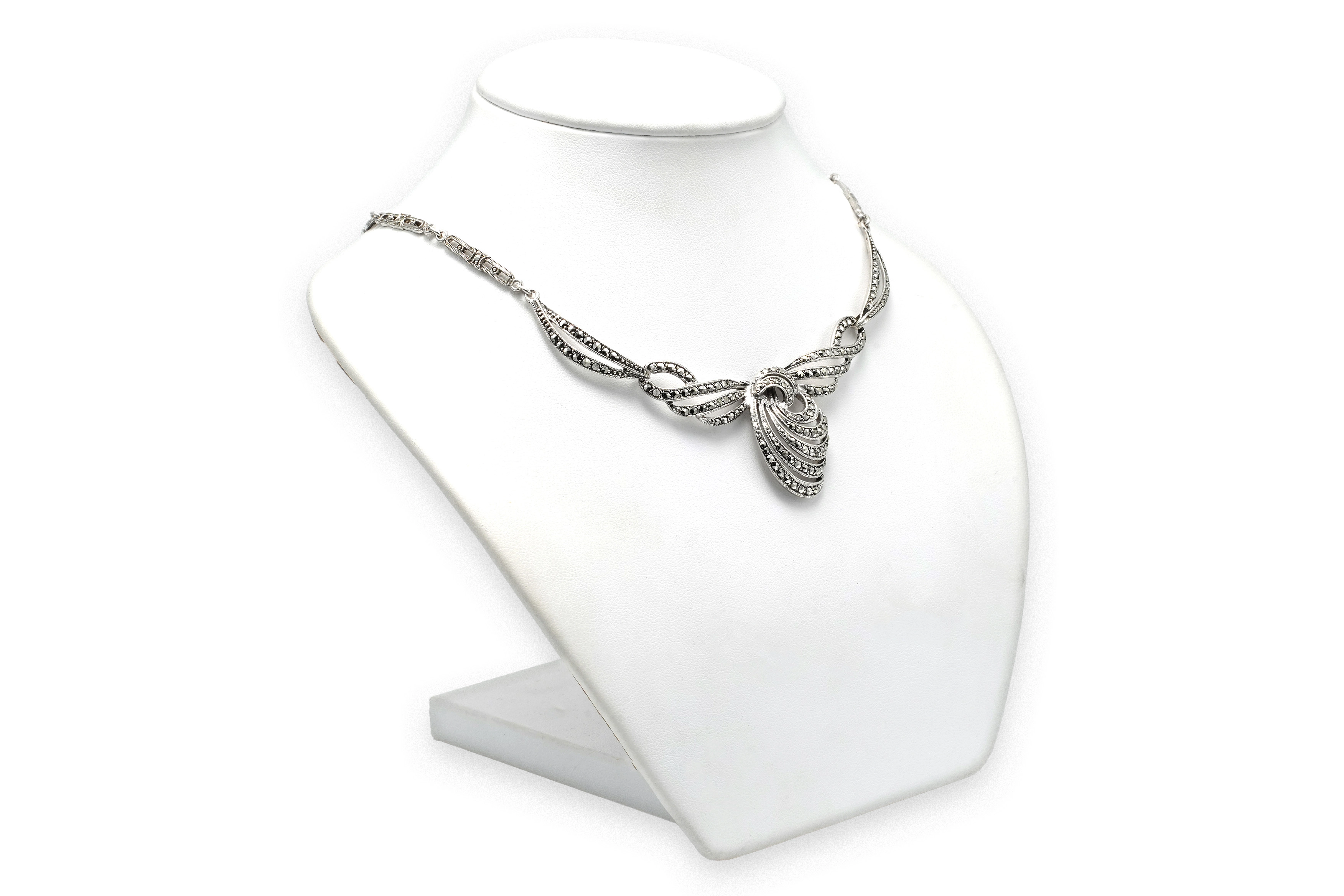 Collier Art Déco en argent serti de marcassites - 3