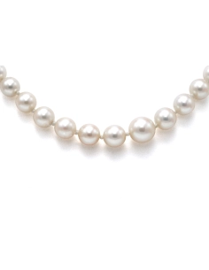 Collier de perles Années 50 en or blanc 18 carats serti de diamants taille "brillant" (+- 0.30 ct) - 1