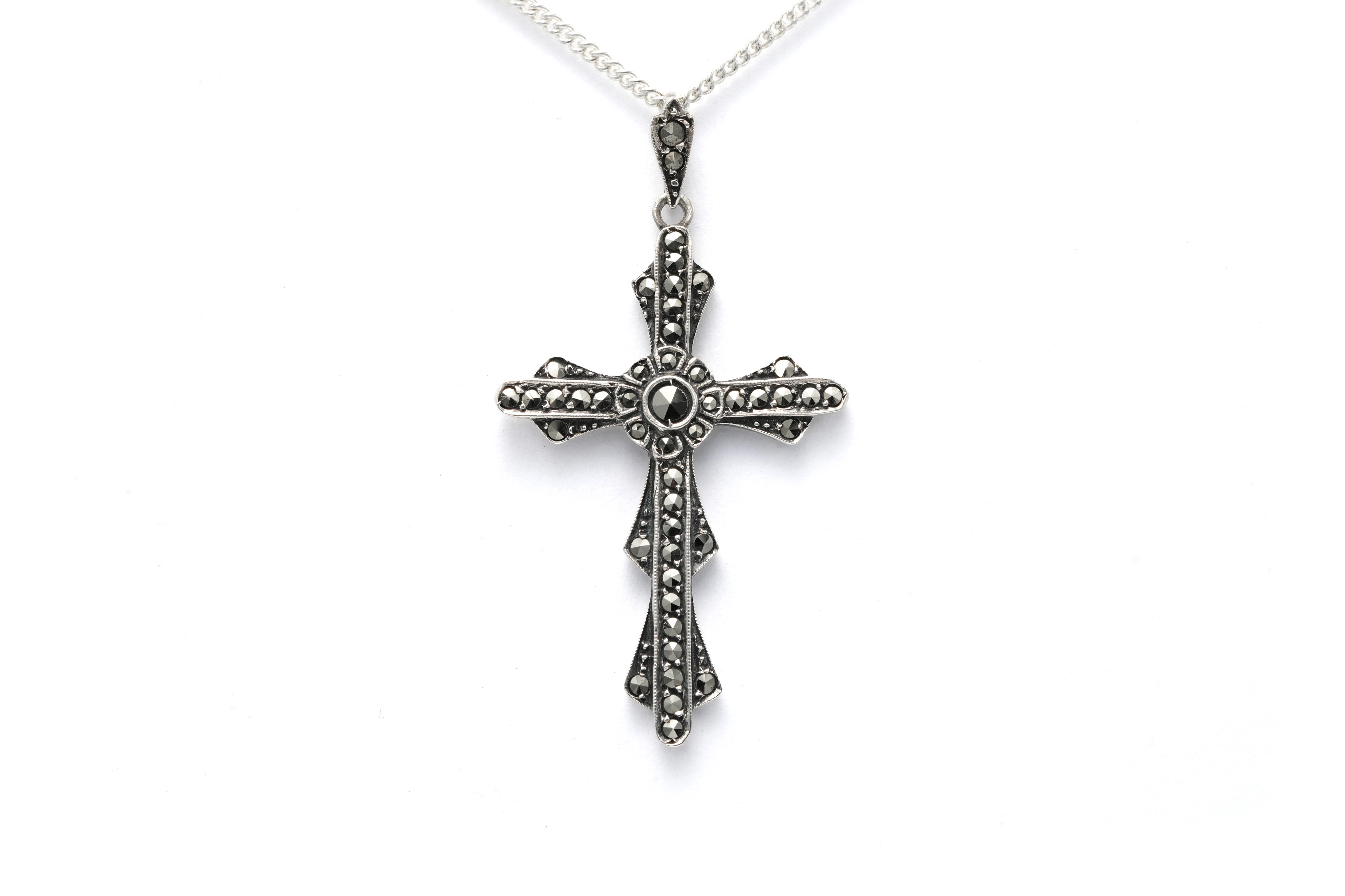 Pendentif Art Déco en argent serti de marcassites - 2