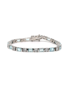 Bracelet contemporain en argent 925 serti de topazes et zirconiums - 5
