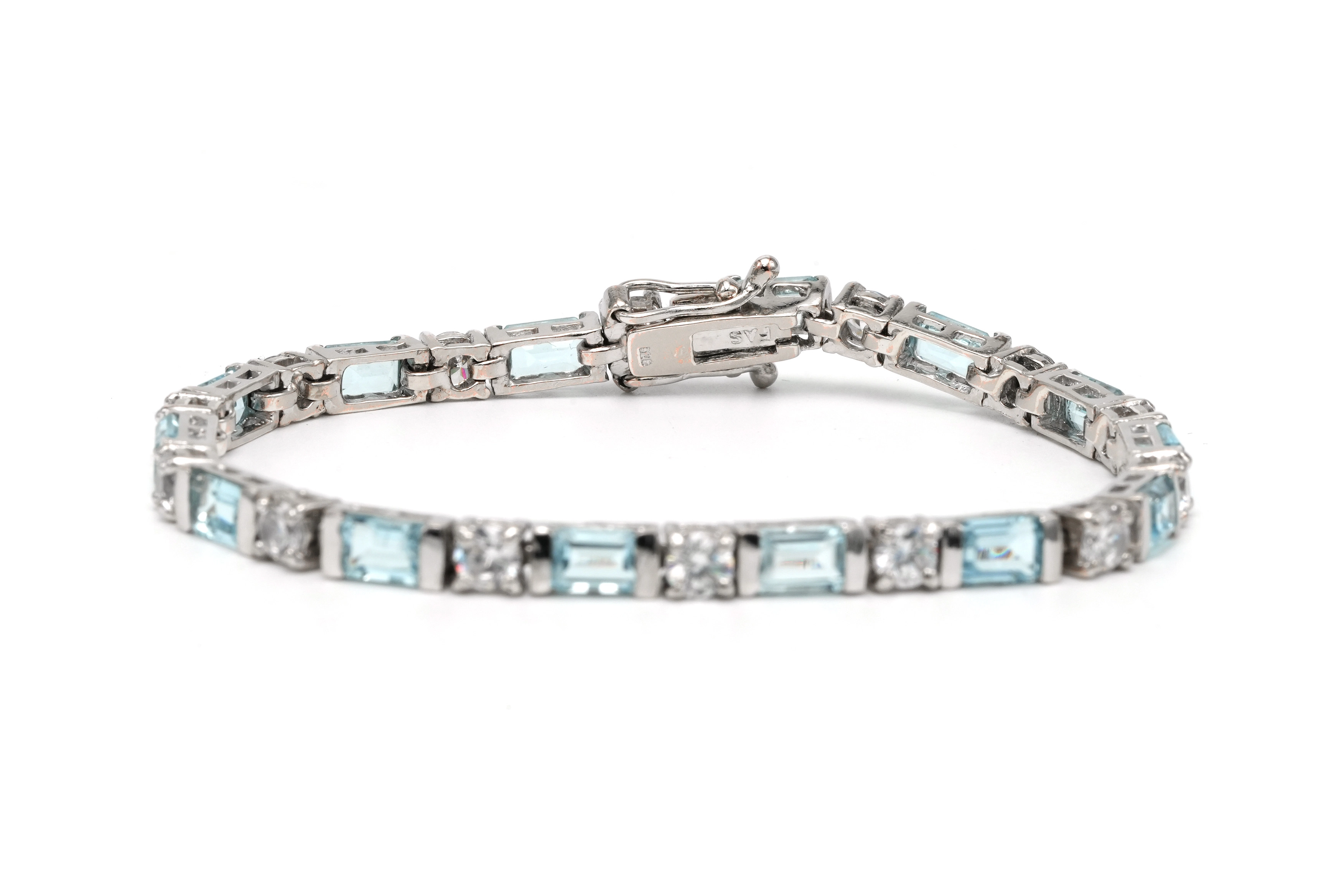 Bracelet contemporain en argent 925 serti de topazes et zirconiums - 6