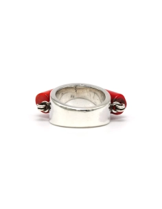 Bague Années 70 en argent 925 sertie de corail - 4