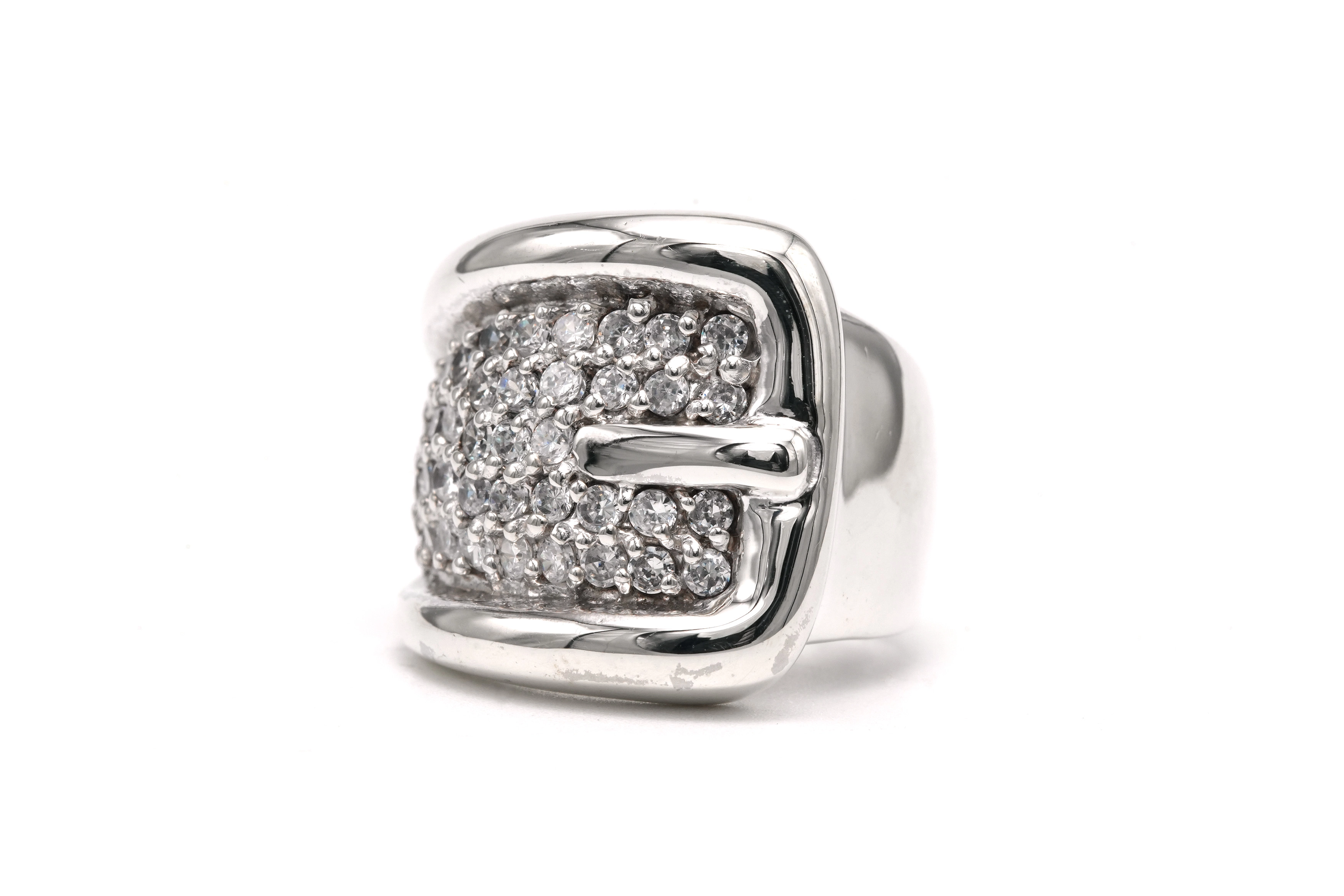 Bague contemporaine en argent 925 sertie de zirconiums - - 2