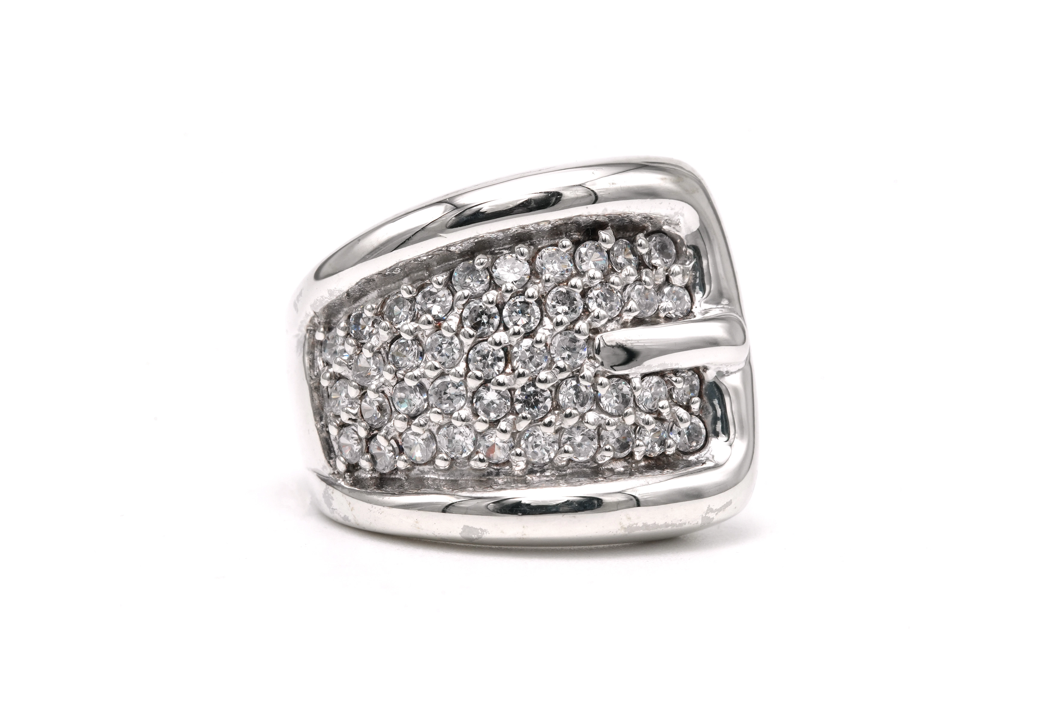 Bague contemporaine en argent 925 sertie de zirconiums - 1