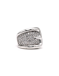 Bague contemporaine en argent 925 sertie de zirconiums - - 1