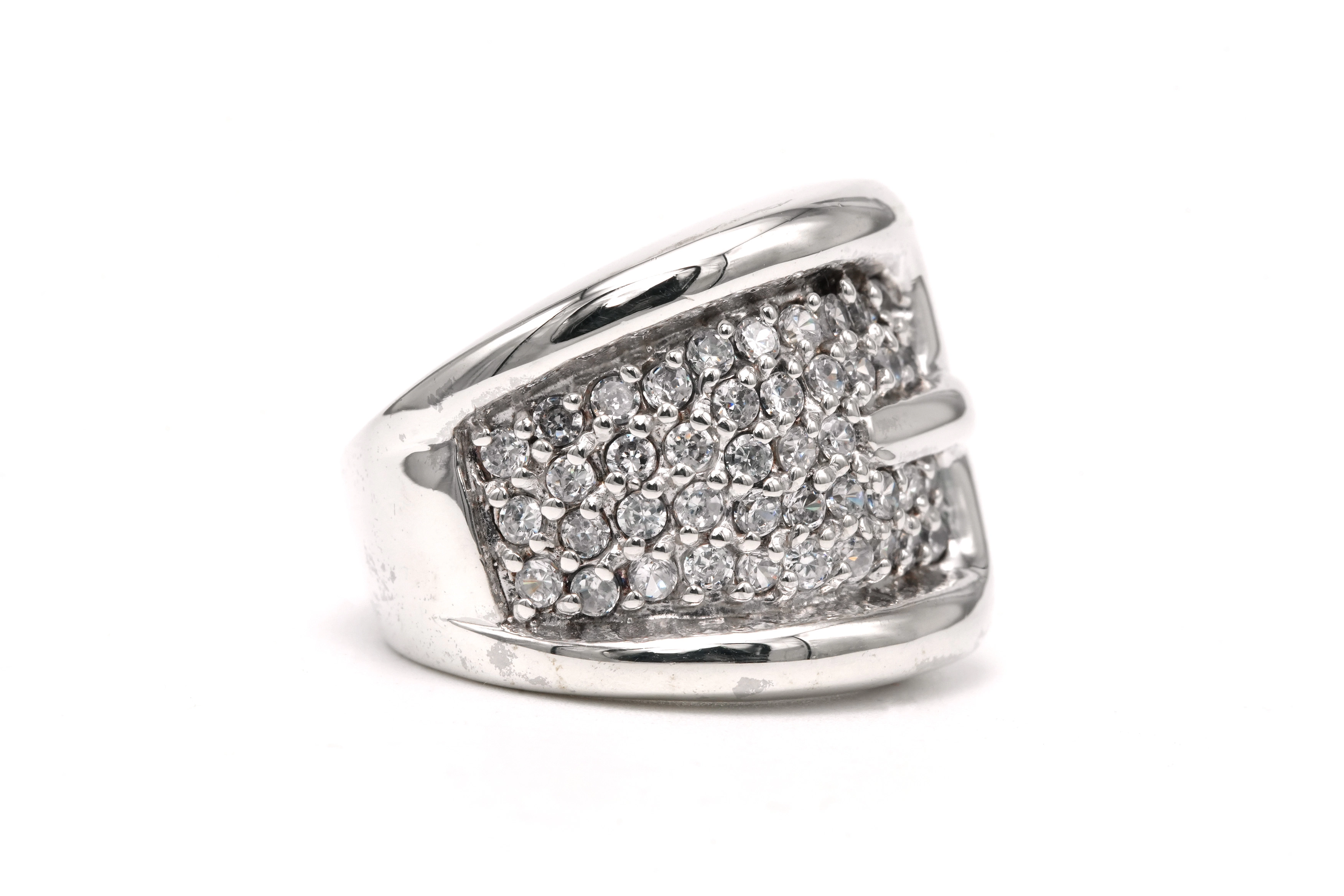 Bague contemporaine en argent 925 sertie de zirconiums - 6