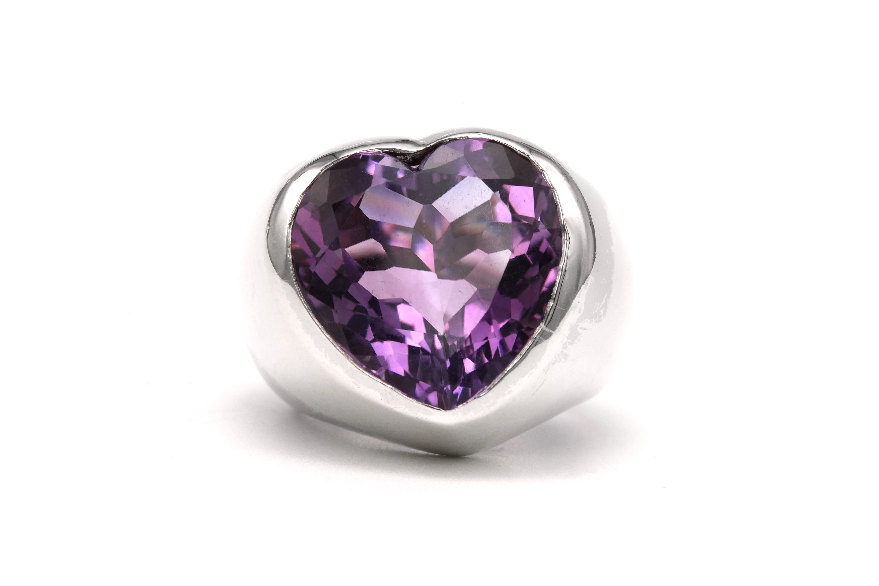 Bague contemporaine en argent 925 sertie d'une améthyste - 1