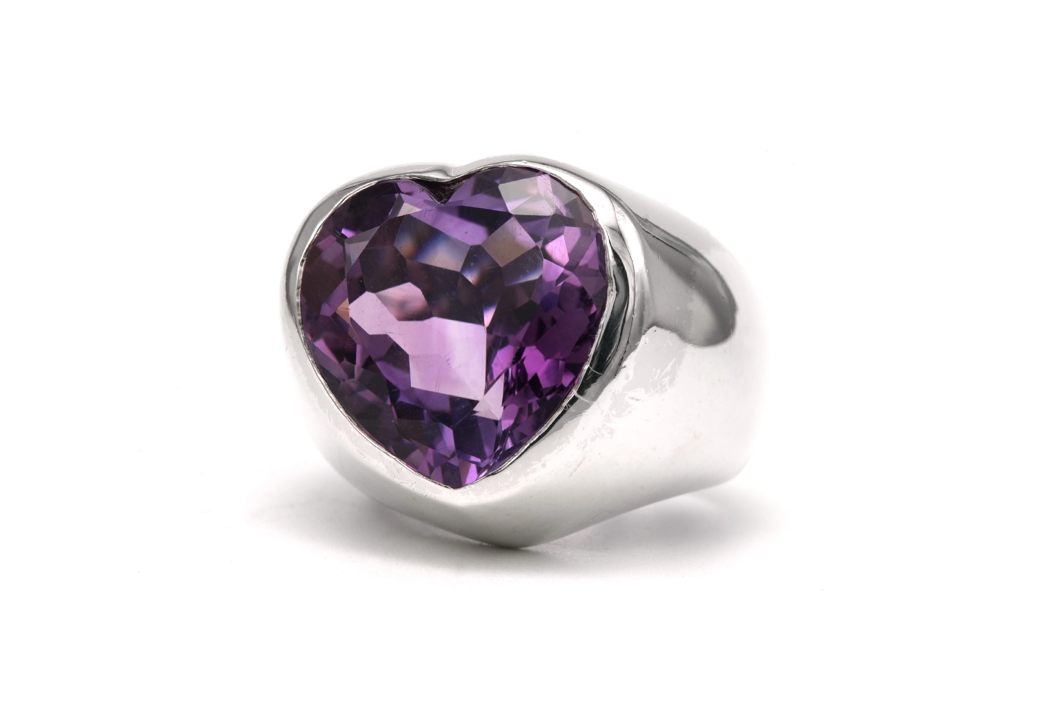 Bague contemporaine en argent 925 sertie d'une améthyste - 2