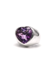 Bague contemporaine en argent 925 sertie d'une améthyste - 2