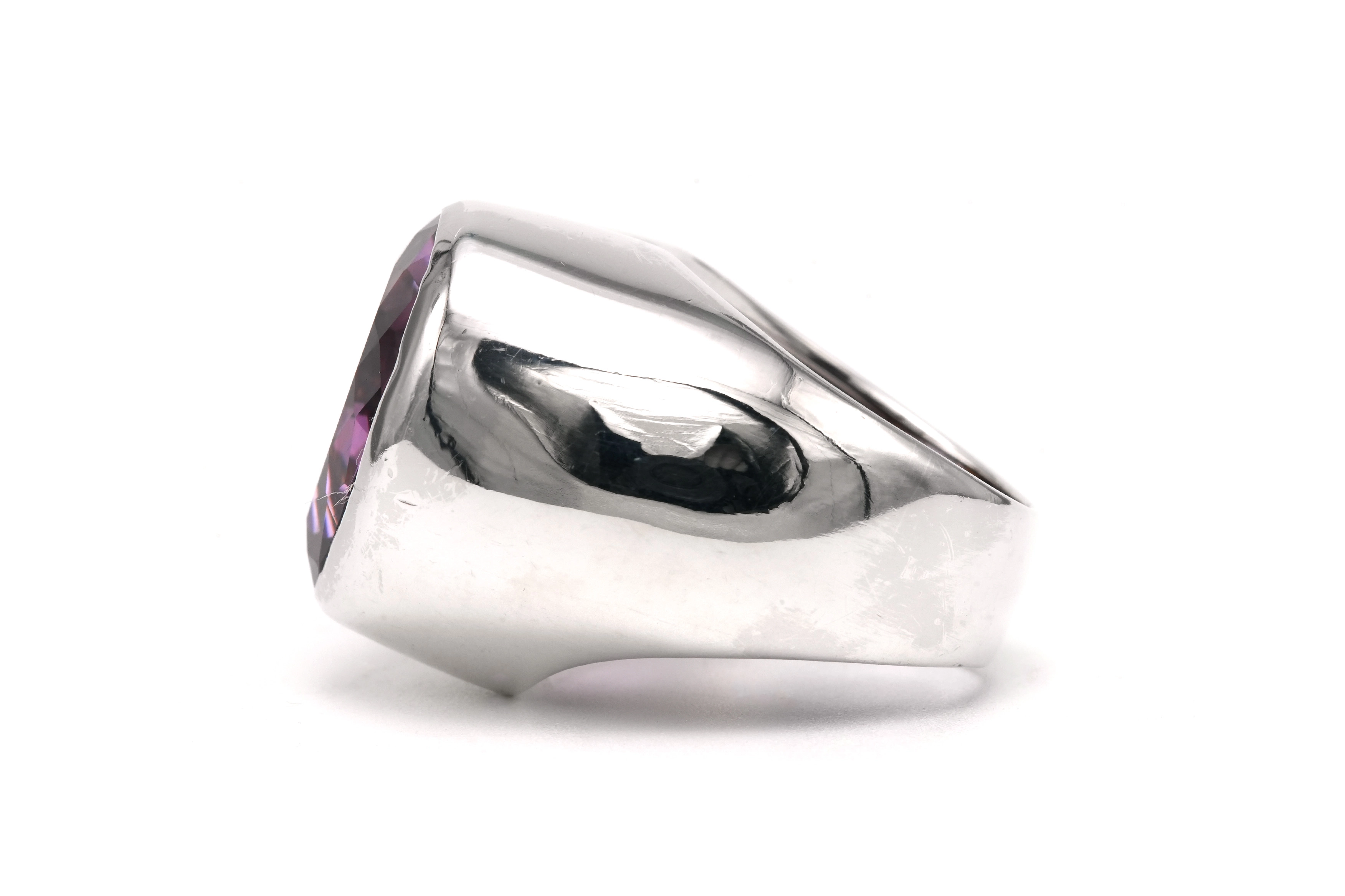 Bague contemporaine en argent 925 sertie d'une améthyste - 3