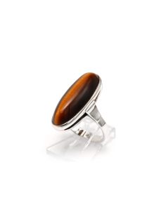 Bague Années 70 en argent 835 sertie d'un œil de tigre - 2