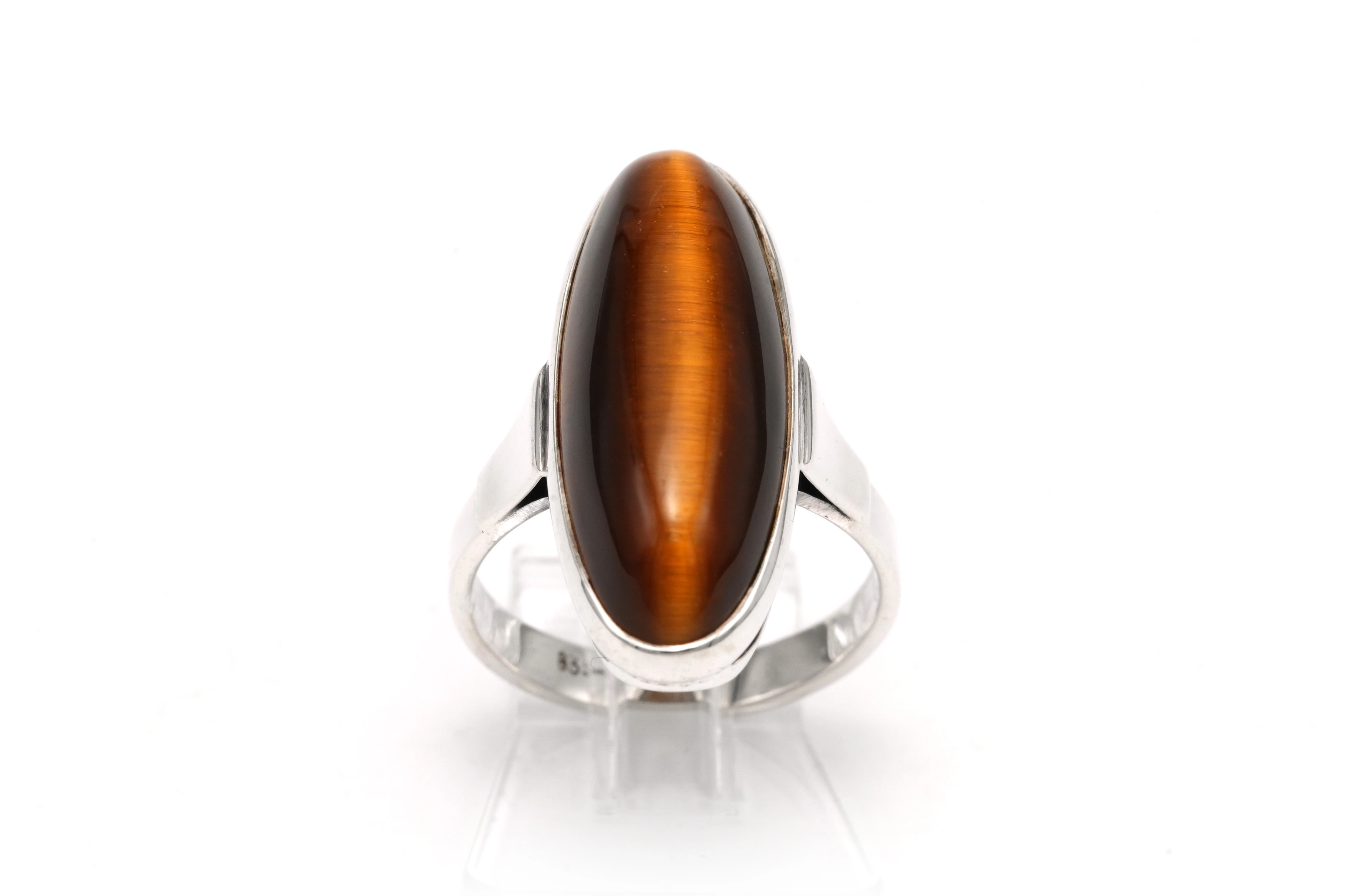 Bague Années 70 en argent 835 sertie d'un œil de tigre - 1