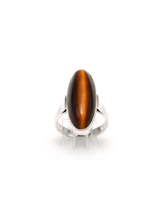 Bague Années 70 en argent 835 sertie d'un œil de tigre - 1