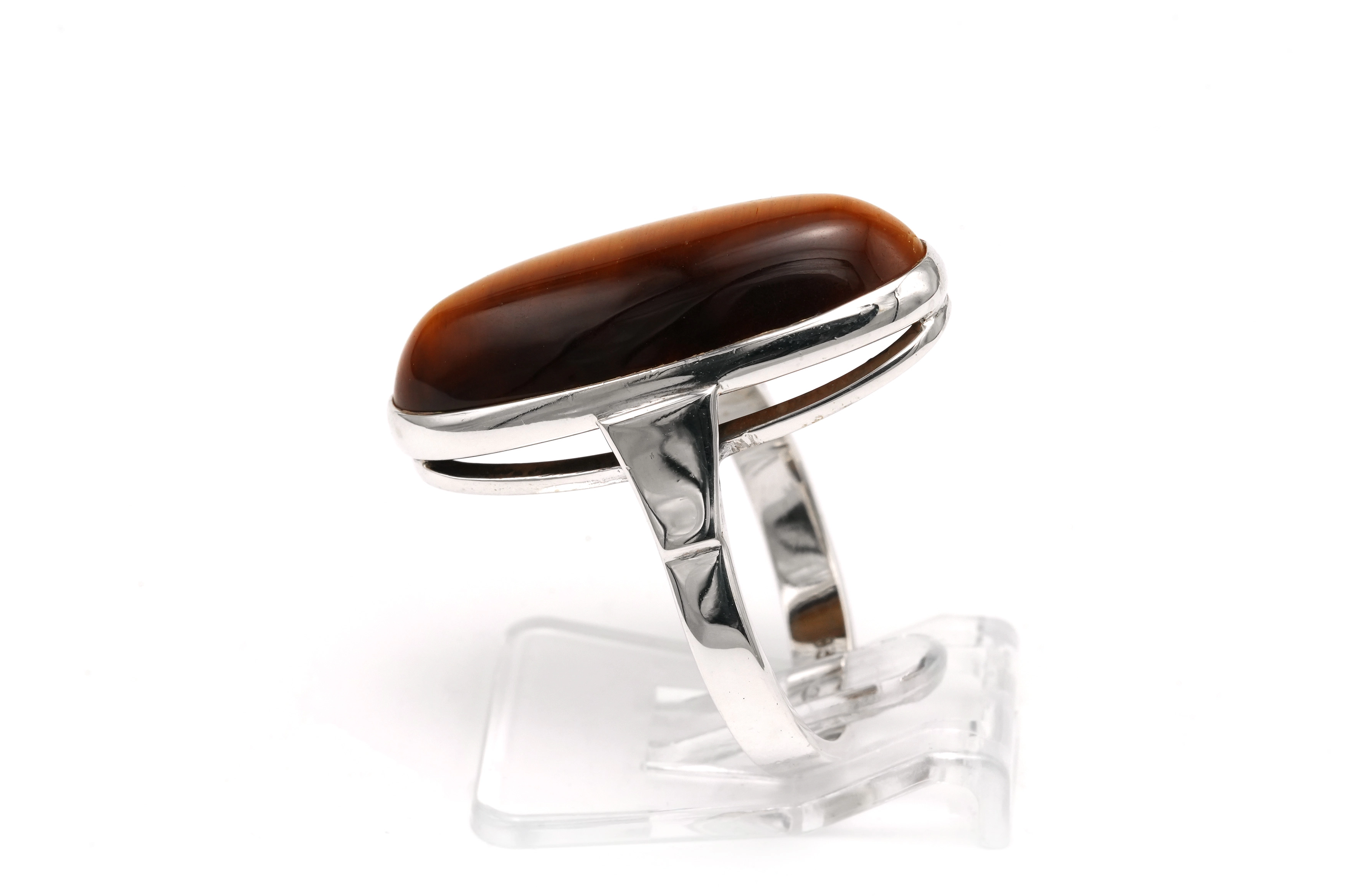 Bague Années 70 en argent 835 sertie d'un œil de tigre - 3