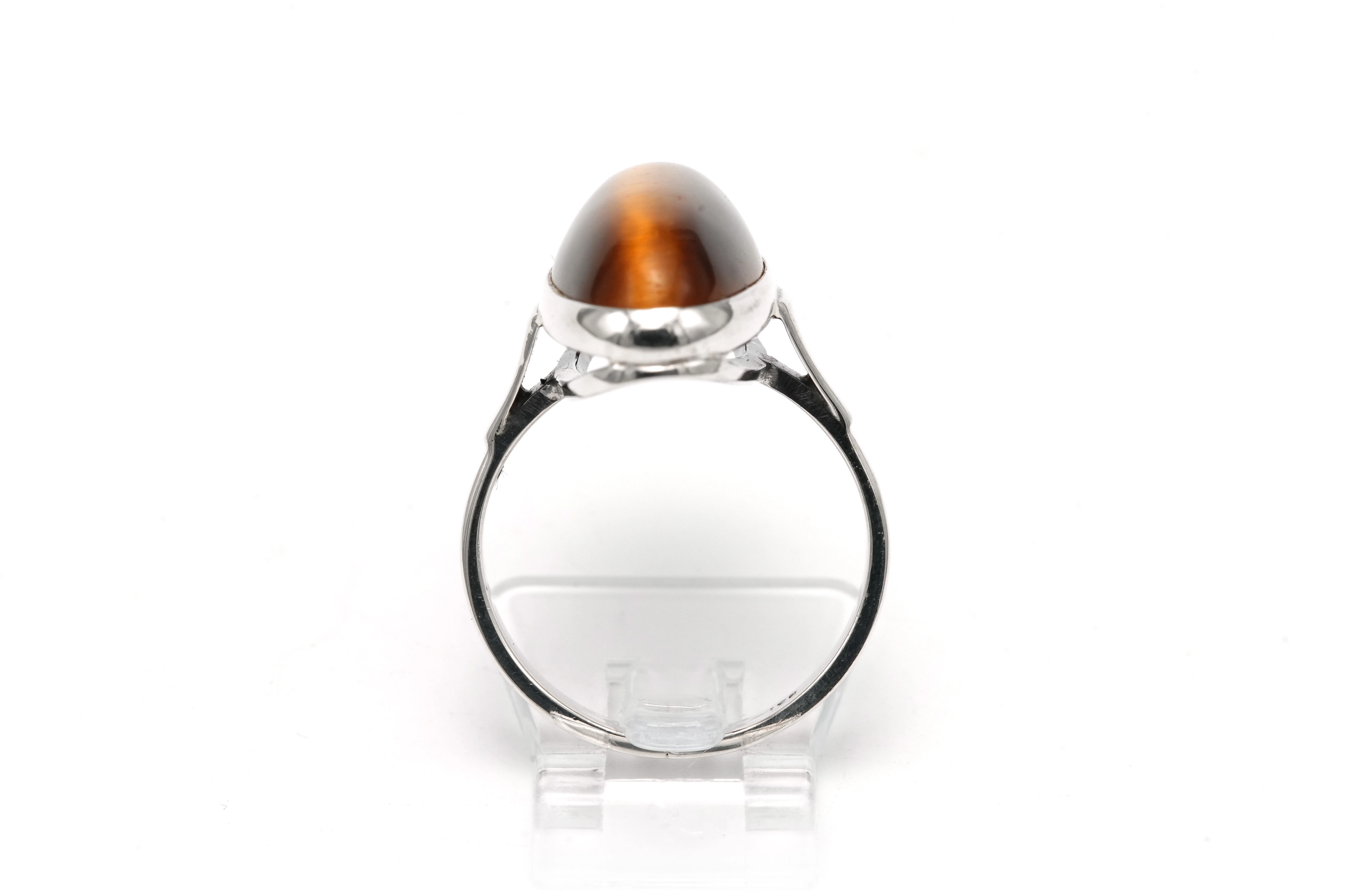 Bague Années 70 en argent 835 sertie d'un œil de tigre - 4