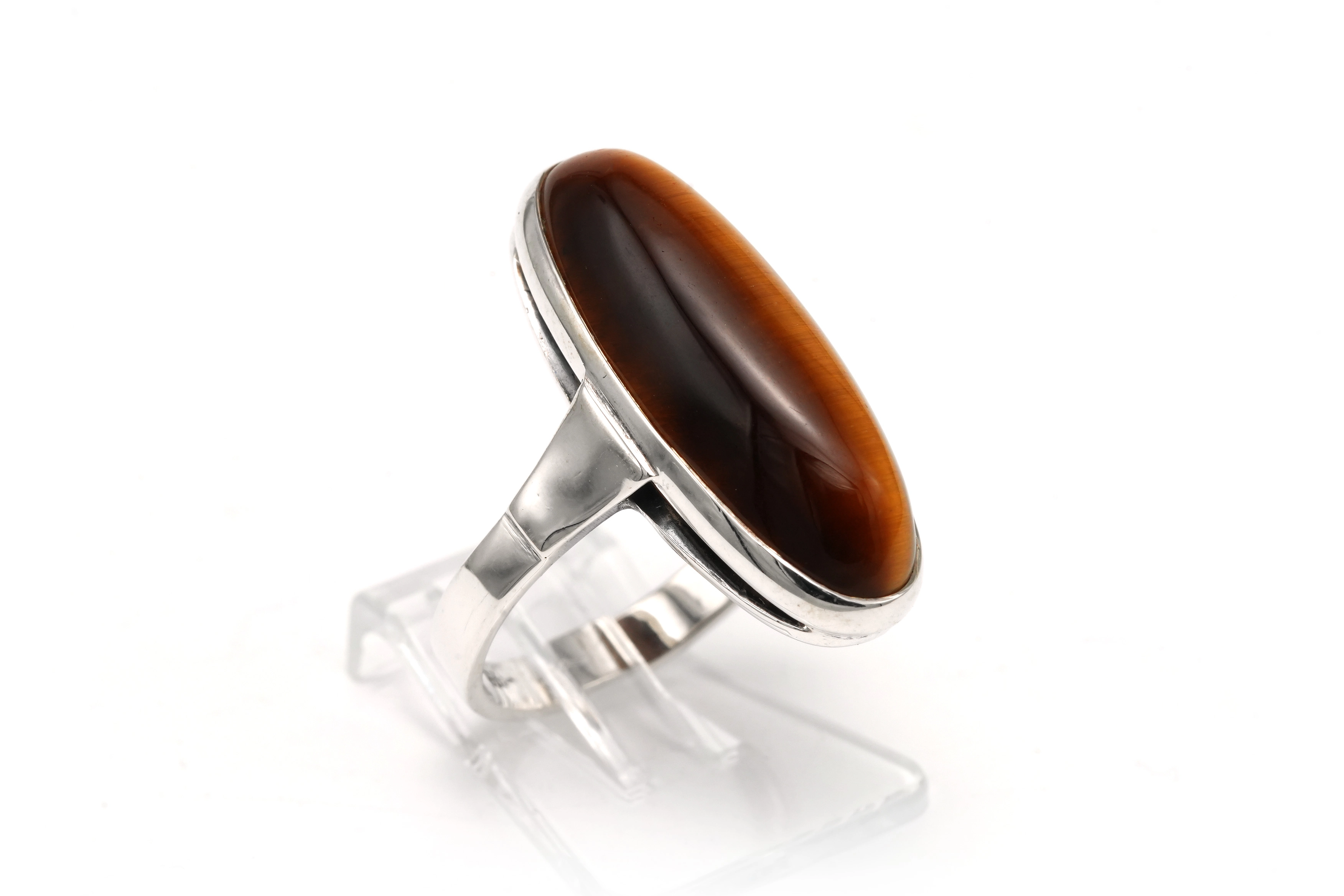 Bague Années 70 en argent 835 sertie d'un œil de tigre - 6