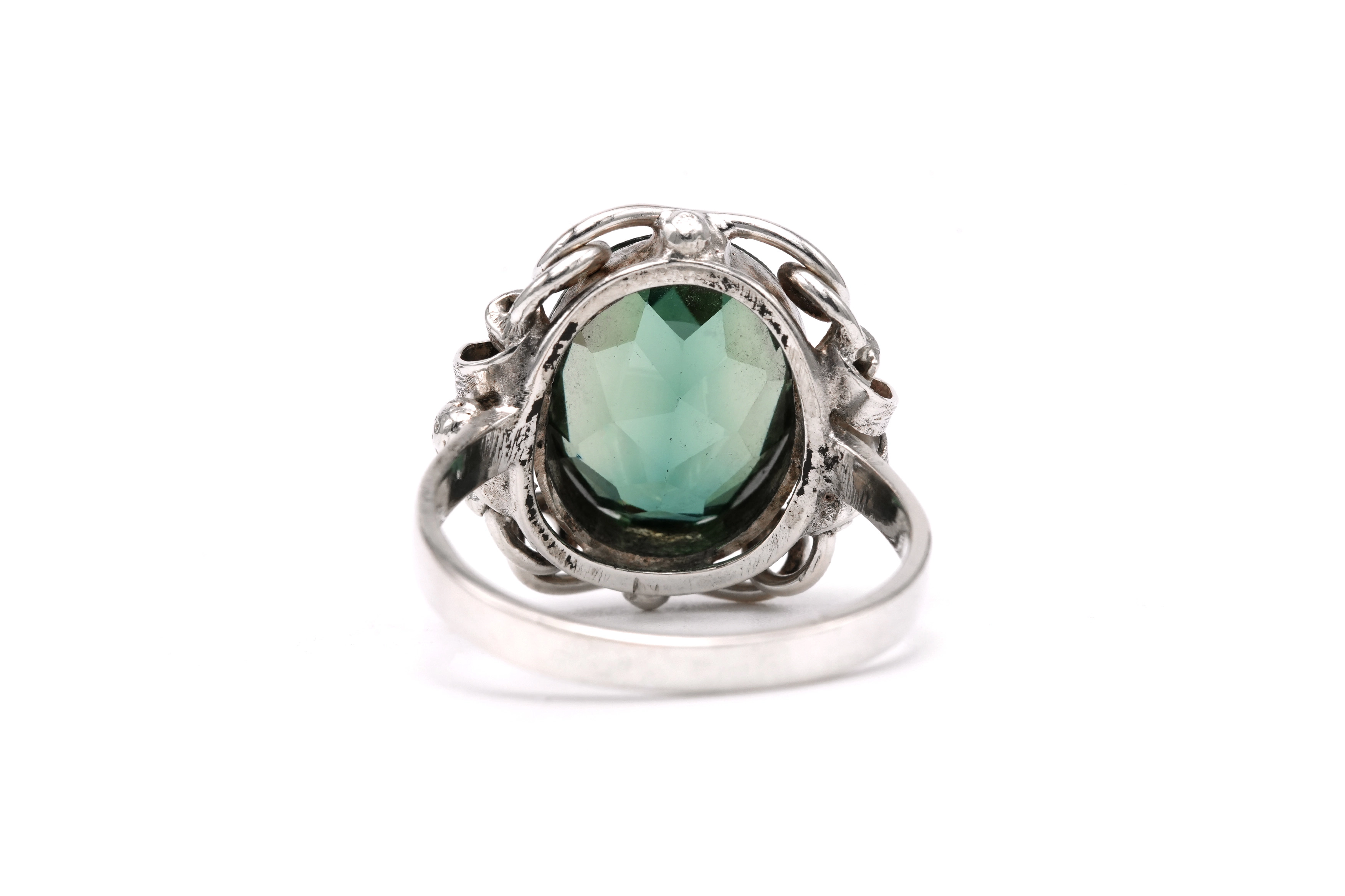 Bague Art Déco en argent 925 sertie d'une spinelle de synthèse - 4