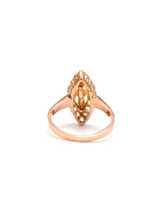 Bague Art Déco en or jaune 18 carats sertie de diamants taille "rose" et de perles - 4