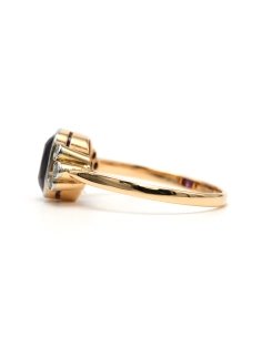 Bague Art Déco en or jaune 18 carats sertie d'une améthyste et de diamants taille "rose" - 3