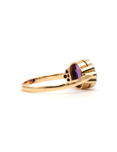 Bague Art Déco en or jaune 18 carats sertie d'une améthyste et de diamants taille "rose" - 5