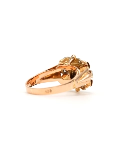 Bague Art Déco en or jaune et or blanc 18 carats sertie de diamants taille "rose" - 6