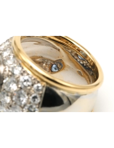 Bague contemporaine en or jaune et or blanc 18 carats sertie d'une topaze et de diamants taille "brillant" (+- 3.20ct) - 7