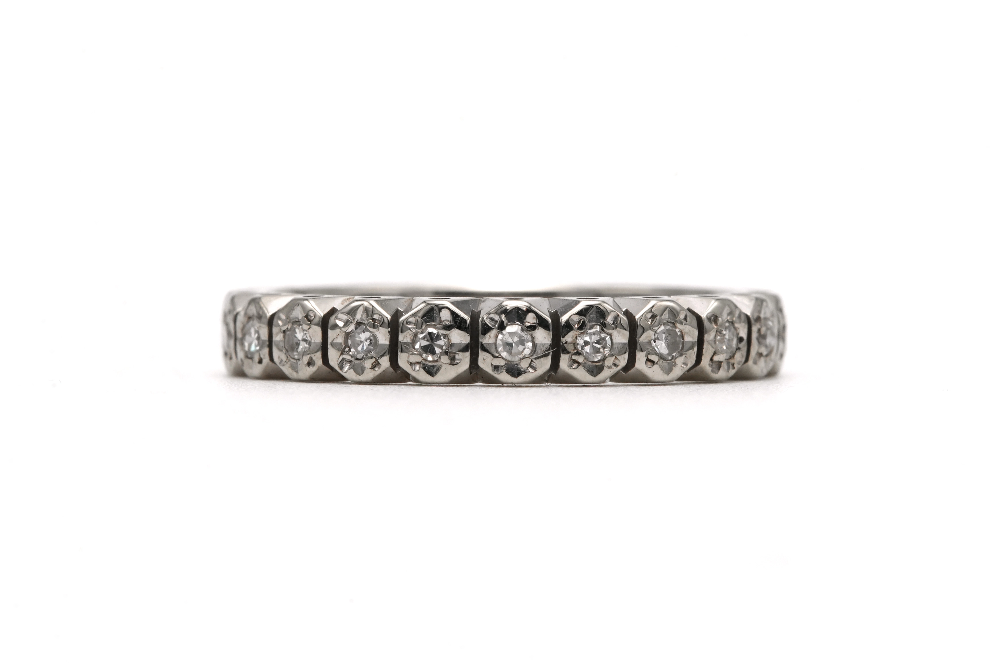 Alliance américaine en or blanc 18 carats sertie de diamants taille "8/8" - - 1
