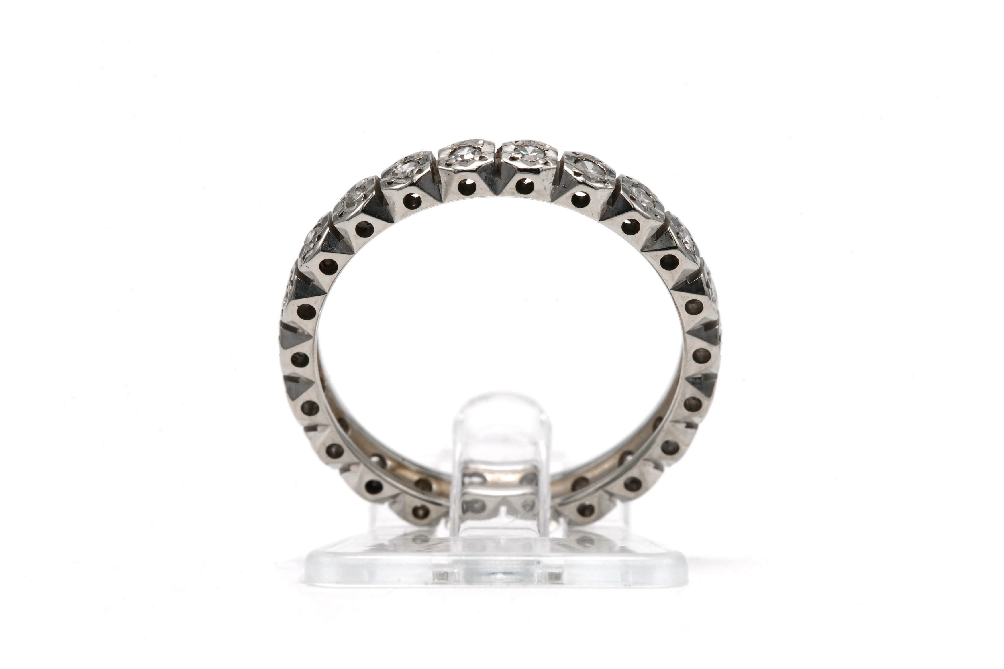 Alliance américaine en or blanc 18 carats sertie de diamants taille "8/8" - 2