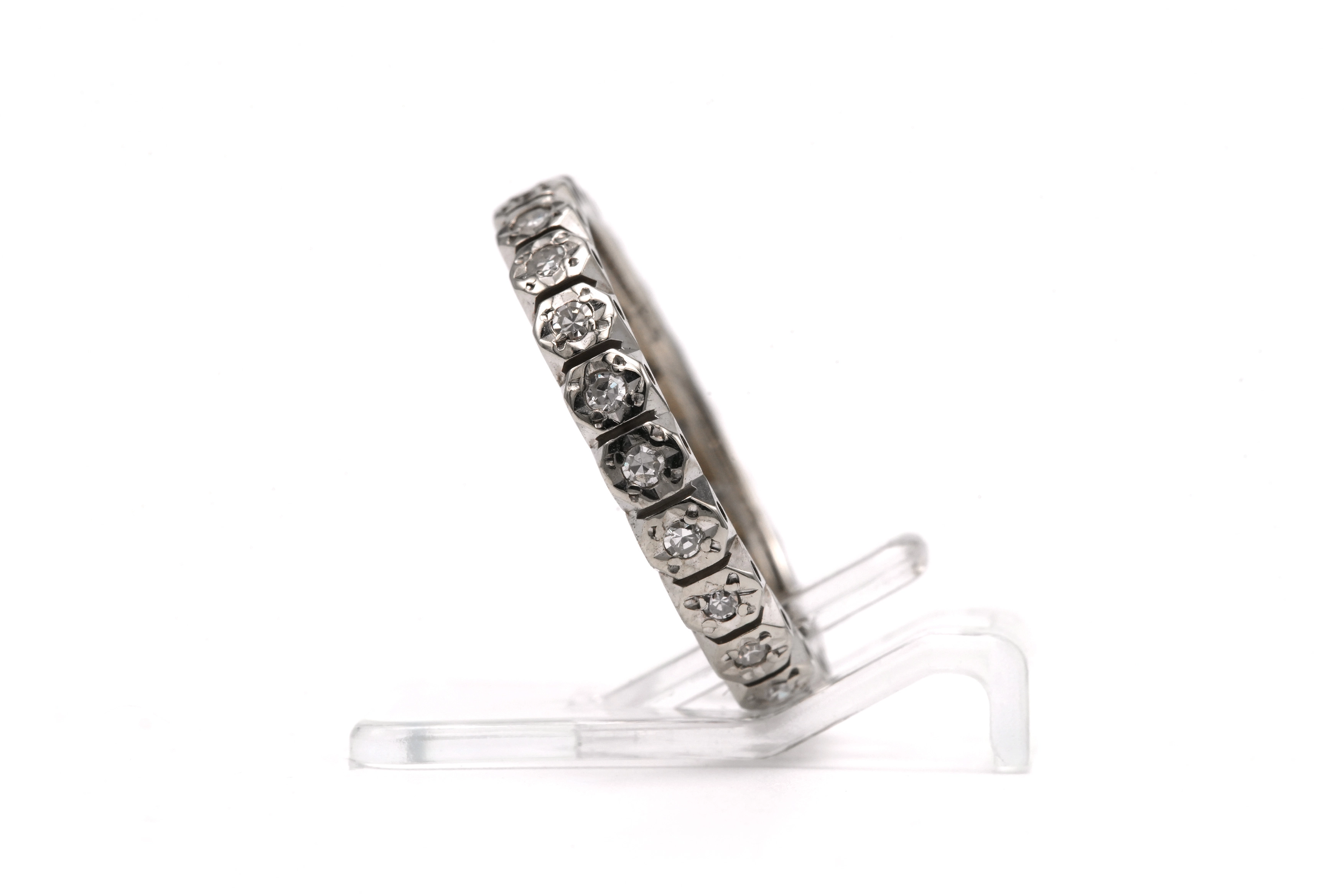 Alliance américaine en or blanc 18 carats sertie de diamants taille "8/8" - 4