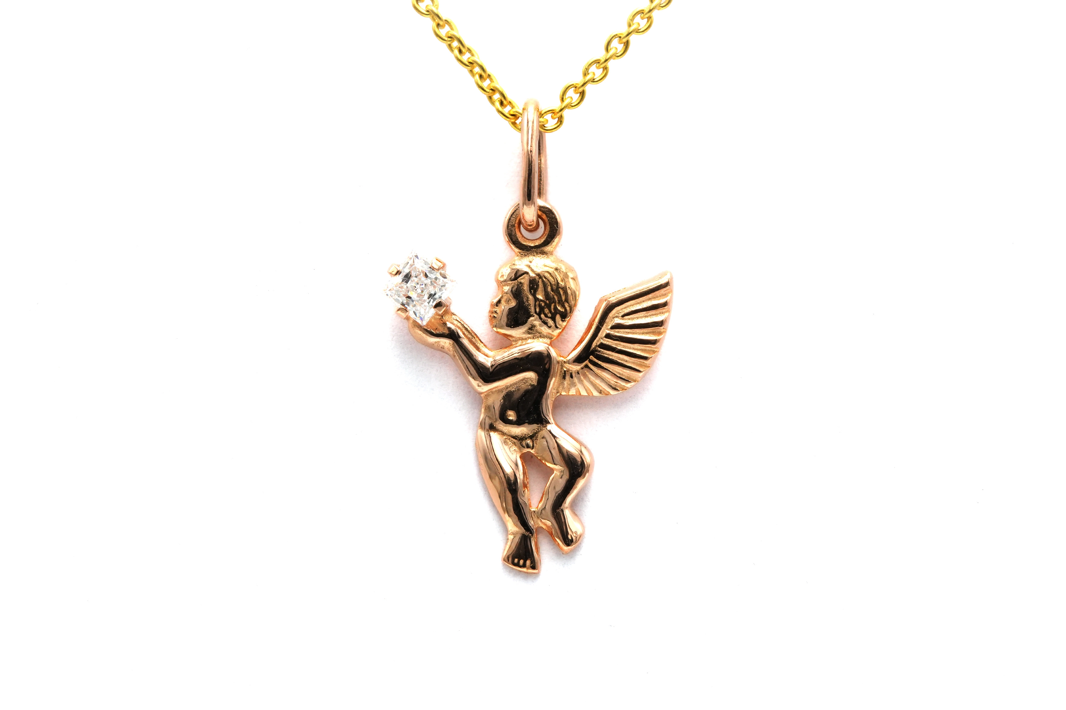 Pendentif contemporain en or jaune 14 carats serti d'un oxyde de zirconium - 1