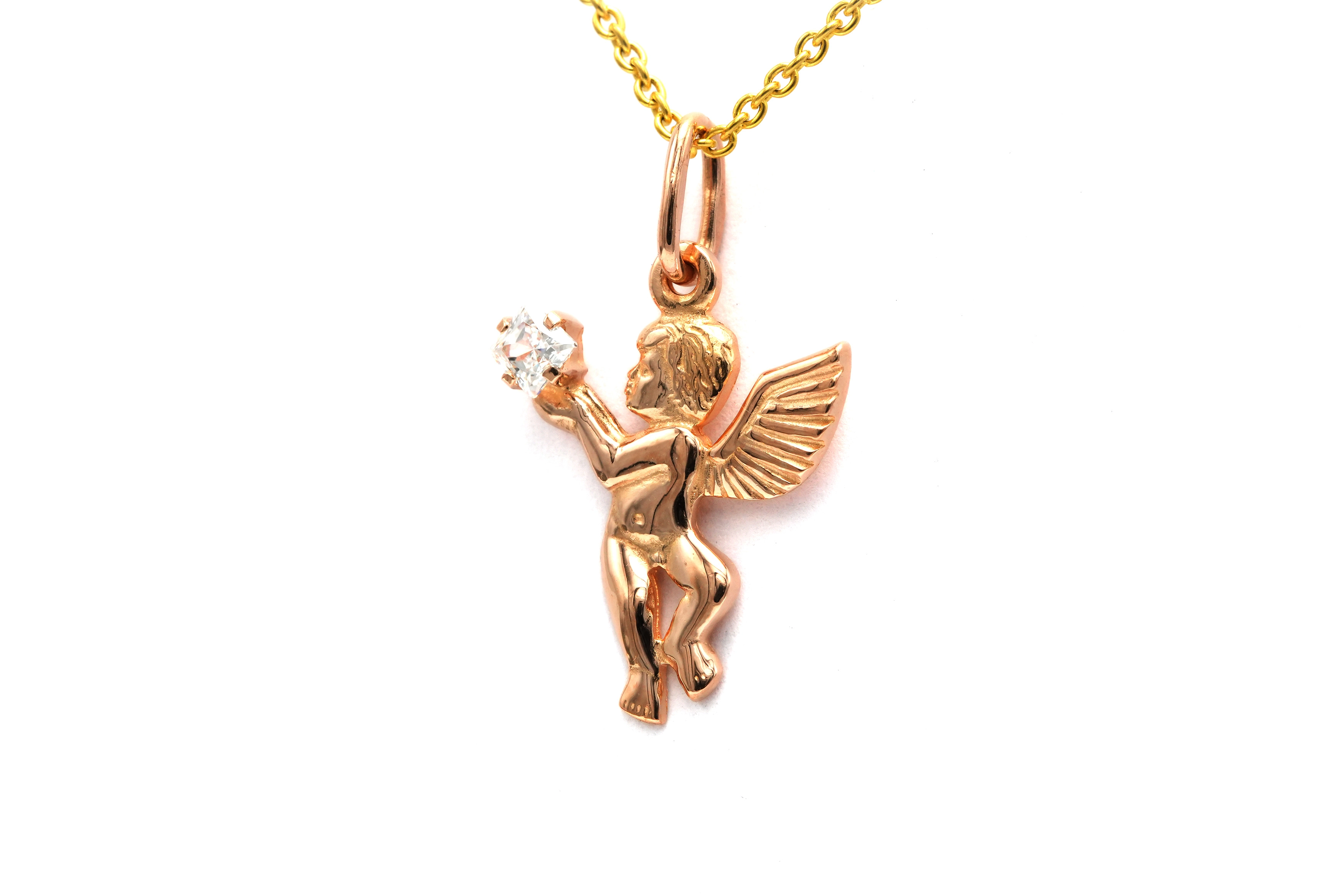 Pendentif contemporain en or jaune 14 carats serti d'un oxyde de zirconium - 2