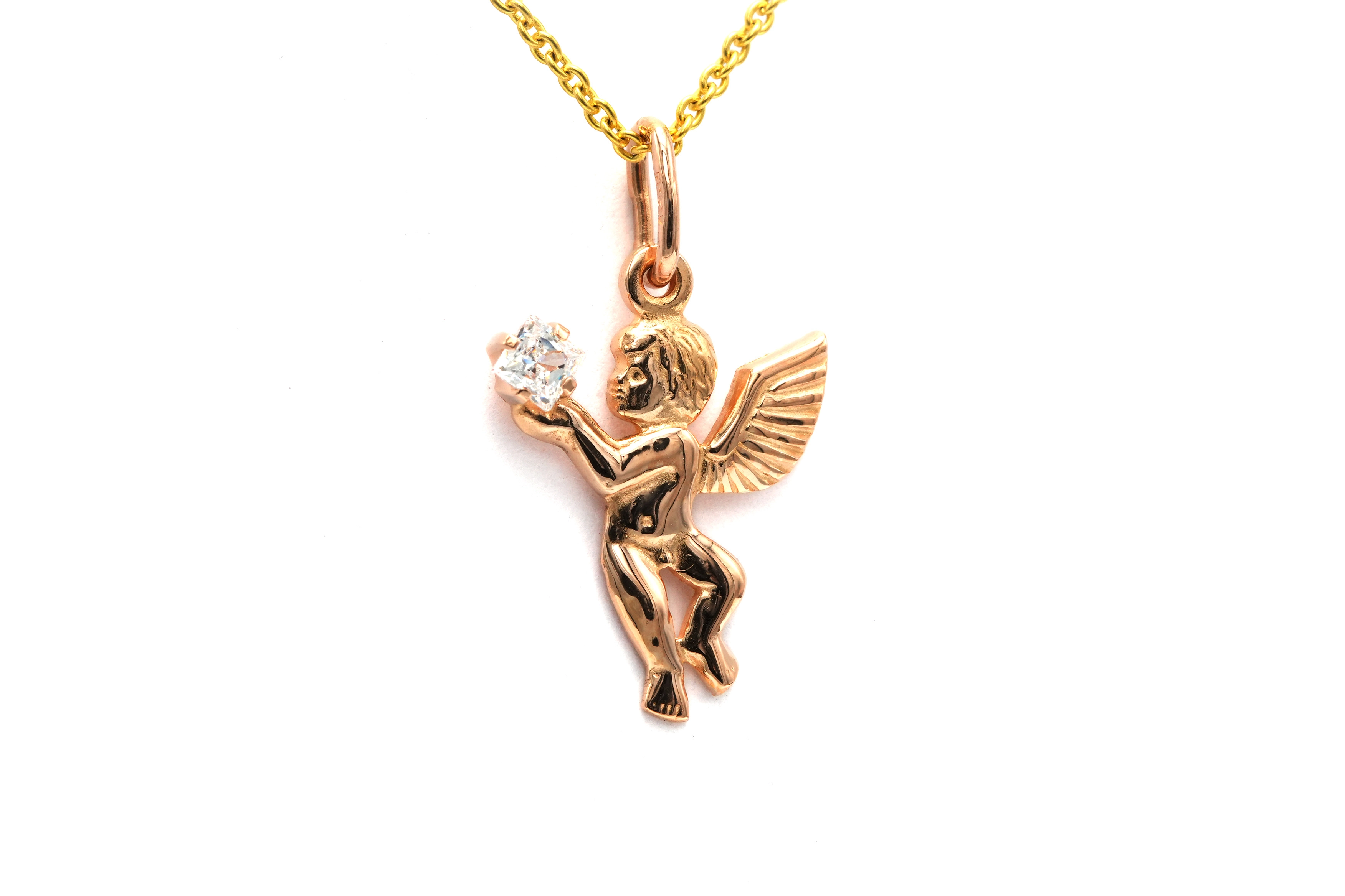 Pendentif contemporain en or jaune 14 carats serti d'un oxyde de zirconium - 3