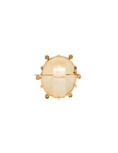 Broche Années 50 en or jaune 18 carats sertie de perles et d'un camée - 4