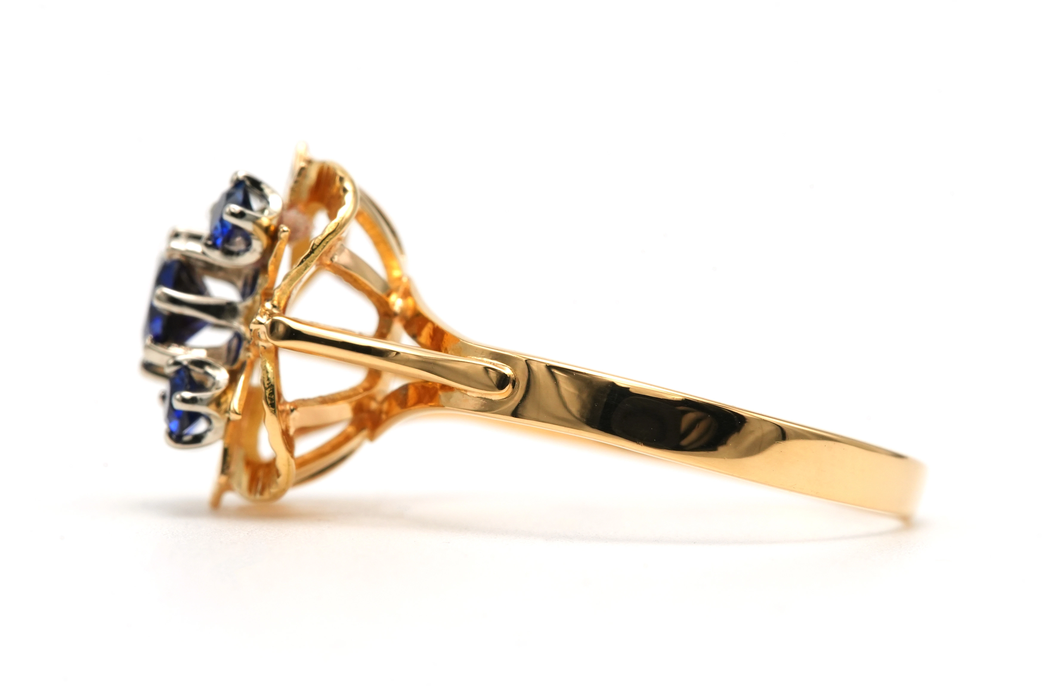 Bague Années 50 en or jaune 18 carats sertie de saphirs - 3