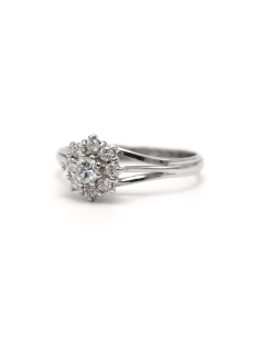 Bague contemporaine en or blanc 18 carats sertie de diamants taille "brillant" (+- 0.36 ct) - 2