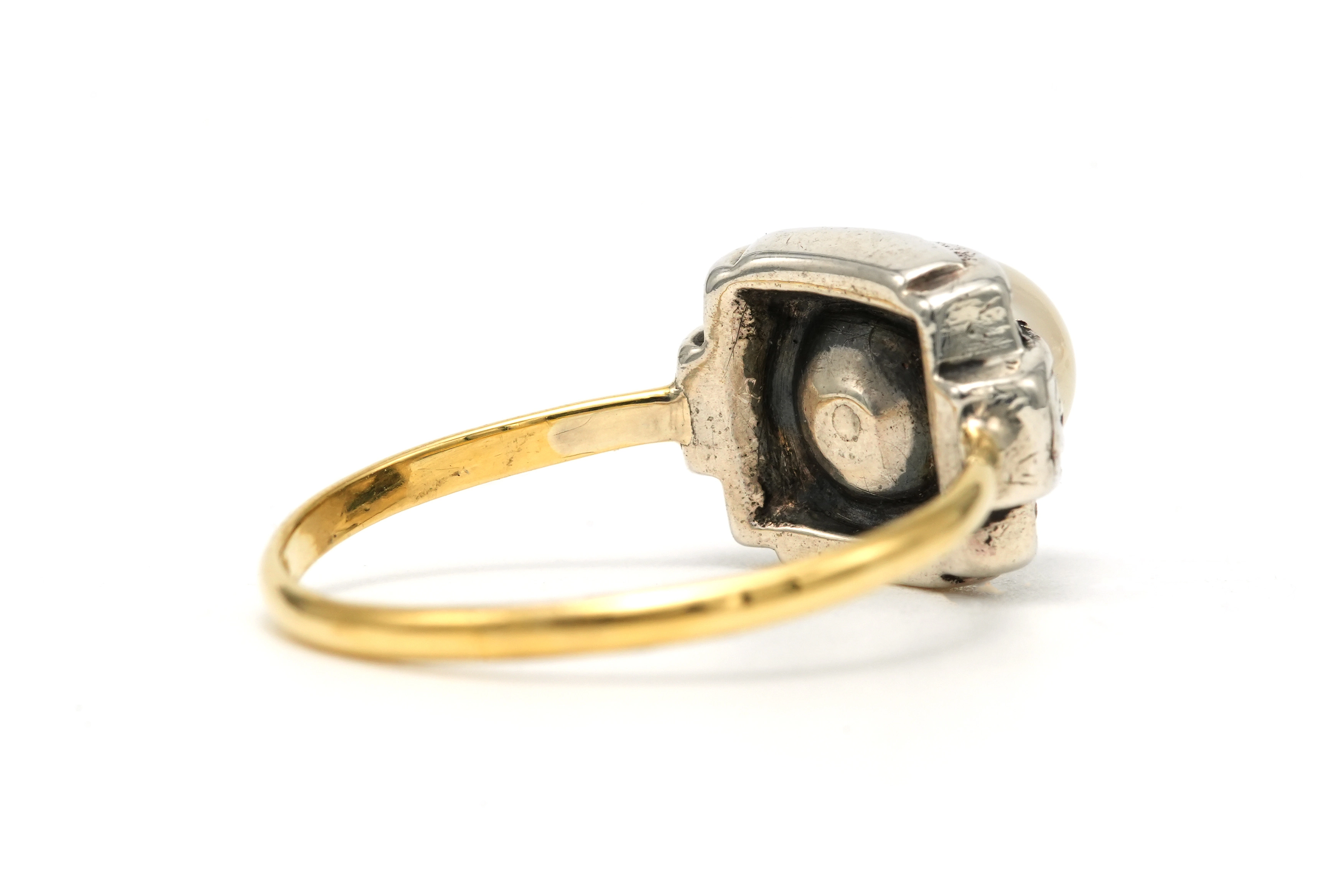 Bague Art Déco en or jaune 18 carats et argent sertie d'une perle et de marcassites - 5