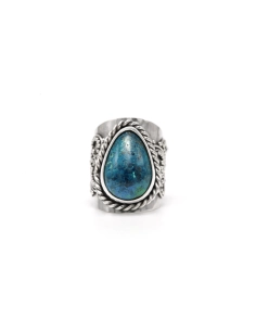 Bague contemporaine en argent 925 sertie d'une chrysocolle - 1