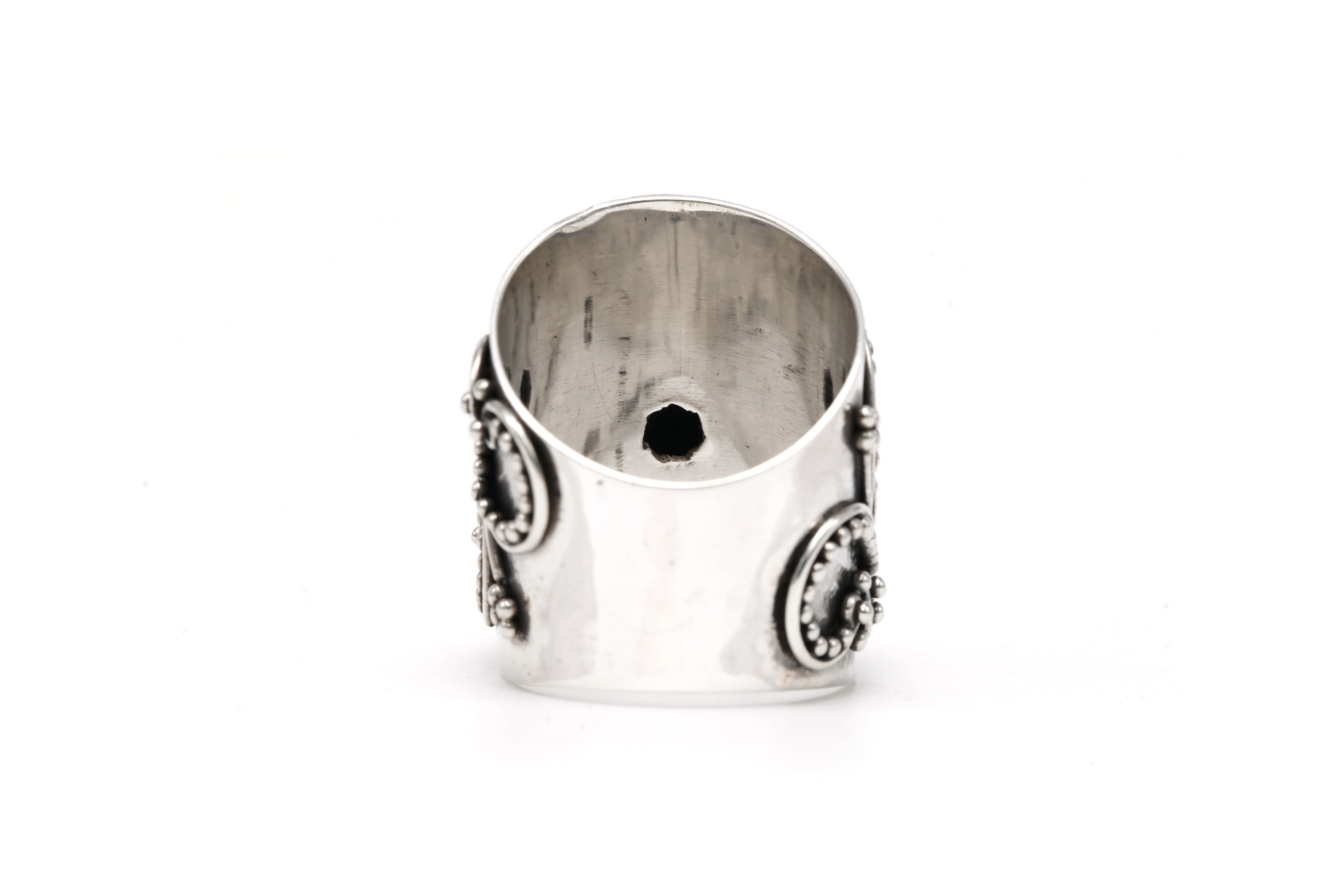 Bague contemporaine en argent 925 sertie d'une chrysocolle - 4