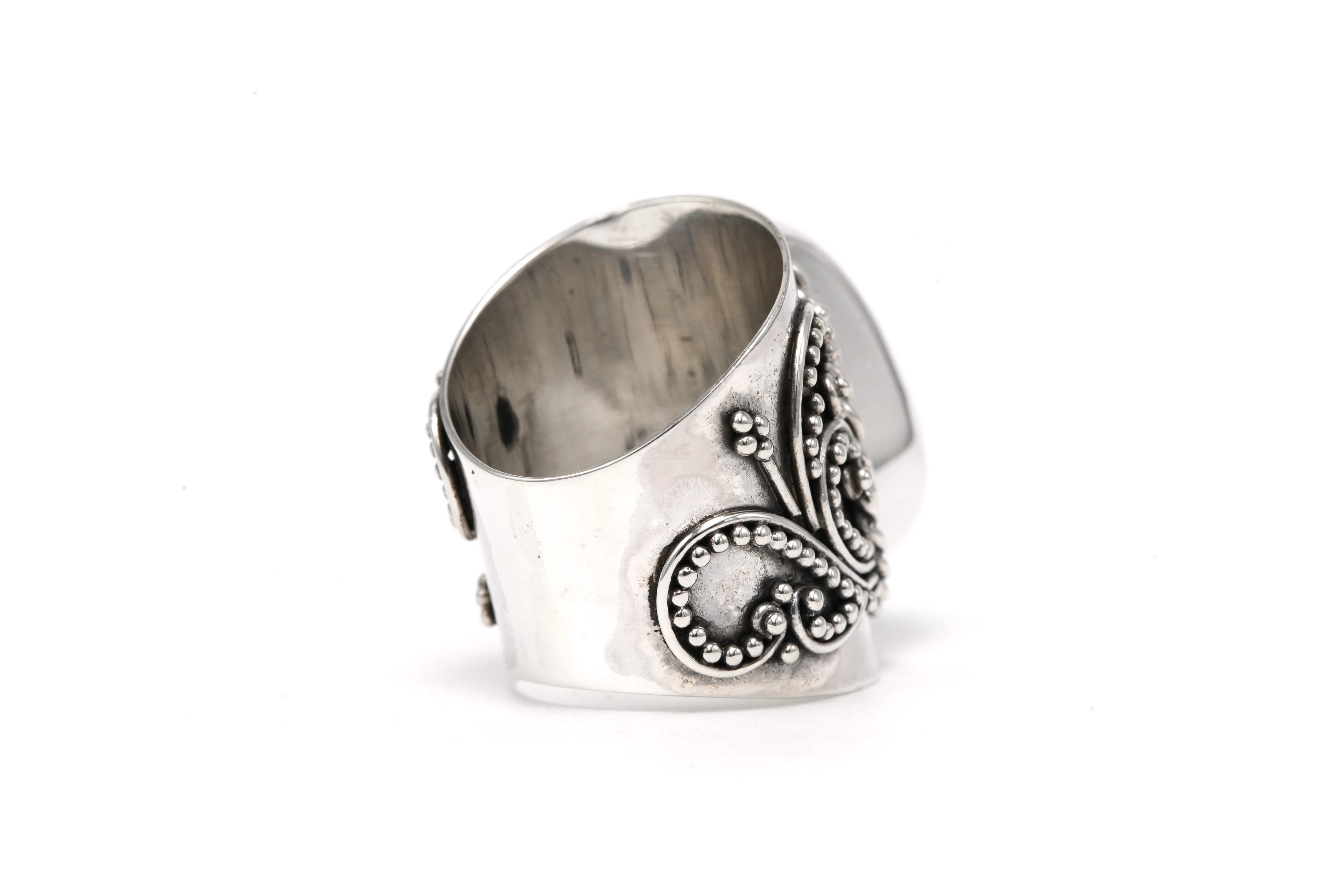 Bague contemporaine en argent 925 sertie d'une chrysocolle - 5