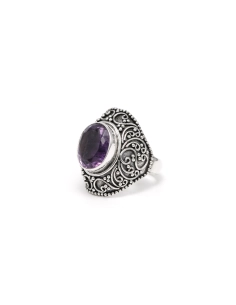 Bague contemporaine en argent 925 sertie d'une améthyste - 2