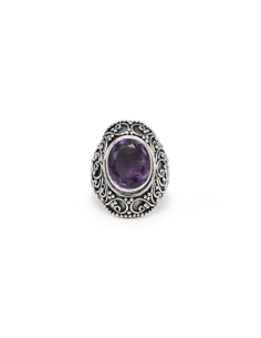 Bague contemporaine en argent 925 sertie d'une améthyste - 1