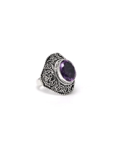 Bague contemporaine en argent 925 sertie d'une améthyste - 6