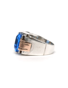 Bague Art Déco en argent 900 sertie d'une spinelle de synthèse - 3