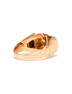 Bague Art Déco en or jaune 18 carats sertie de diamants taille "rose" - 5