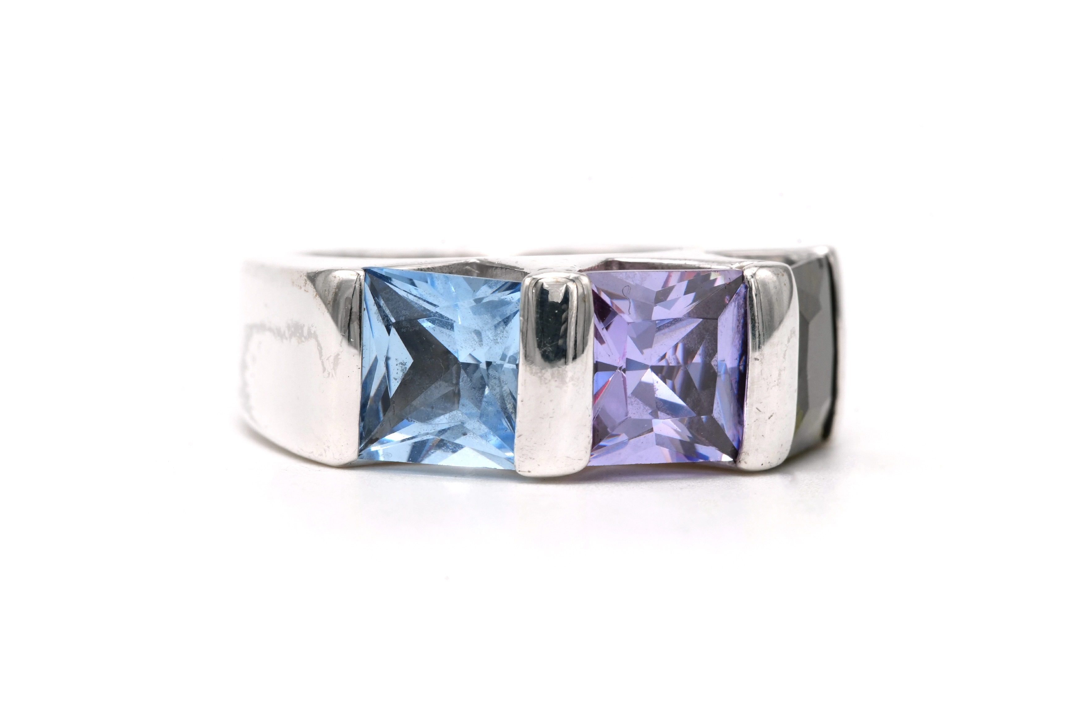 Bague contemporaine en argent 925 sertie de zirconiums - 6