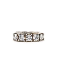 Bague contemporaine en argent 925 sertie de zirconiums - 1