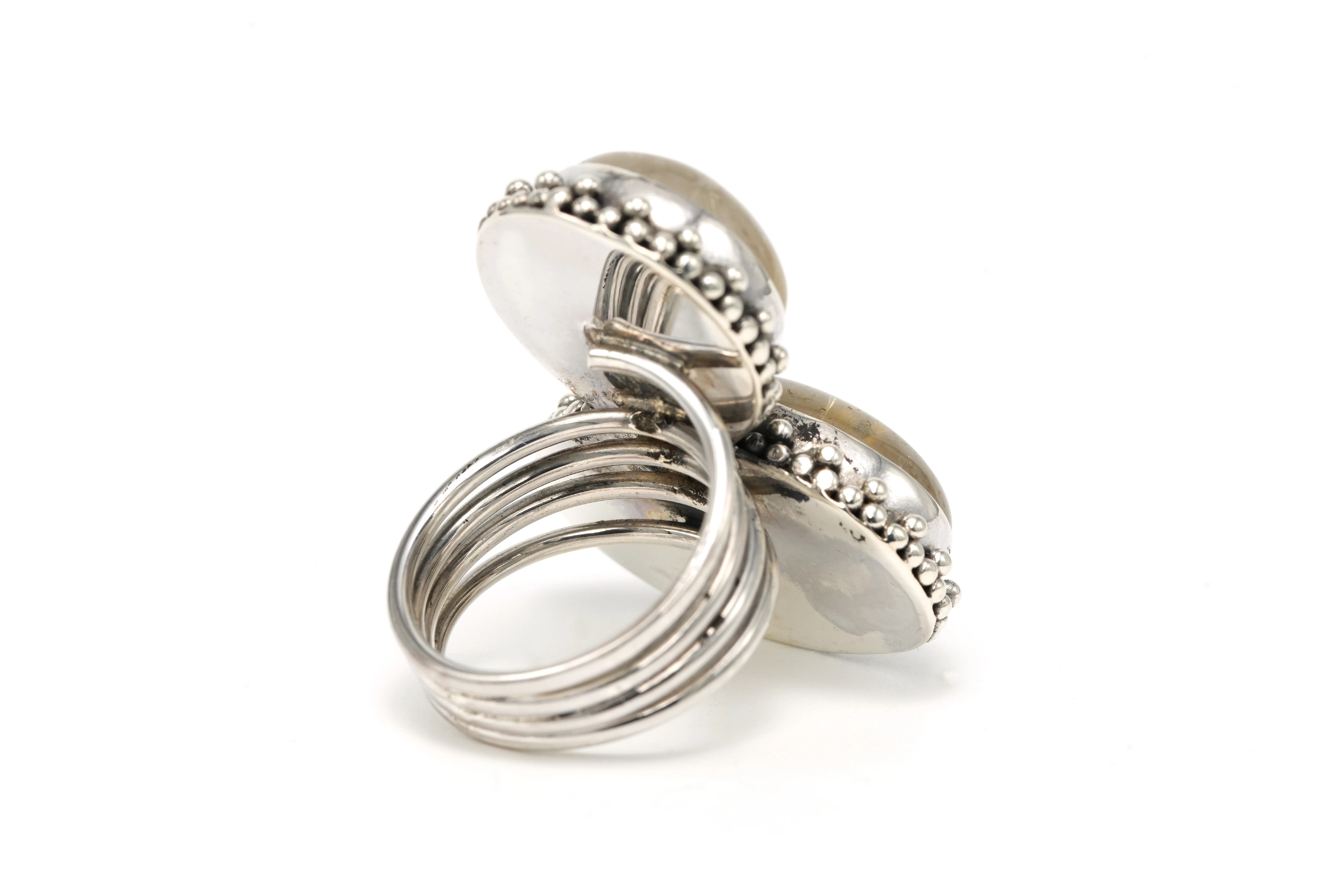 Bague contemporaine en argent 925 sertie de quartz-rutilé - 5