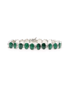 Bracelet contemporain en argent 925 serti de malachites - 1